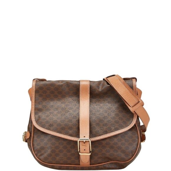 CELINE Macadam Shoulder Bag Brown PVC Leather. - Picture 1 of 12